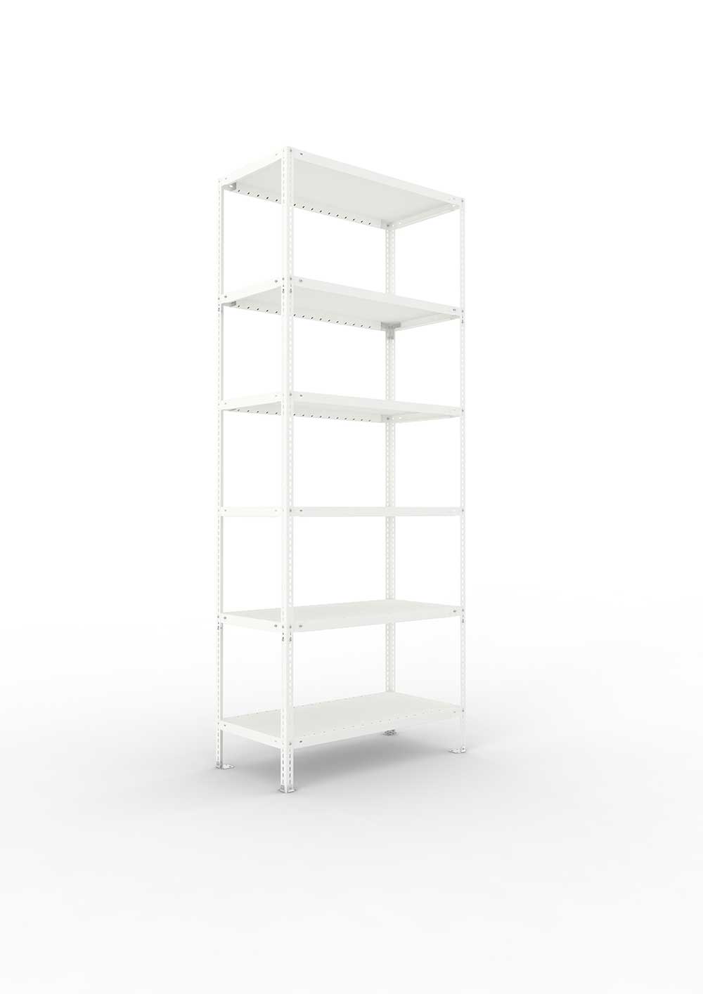 Kellerregal 100 Grundregal Regalsystem Keller 2500 x 1000 x 500 RAL 7035 kpl. mit 6 Böden in der Frontalansicht – ideal für Produktdetails