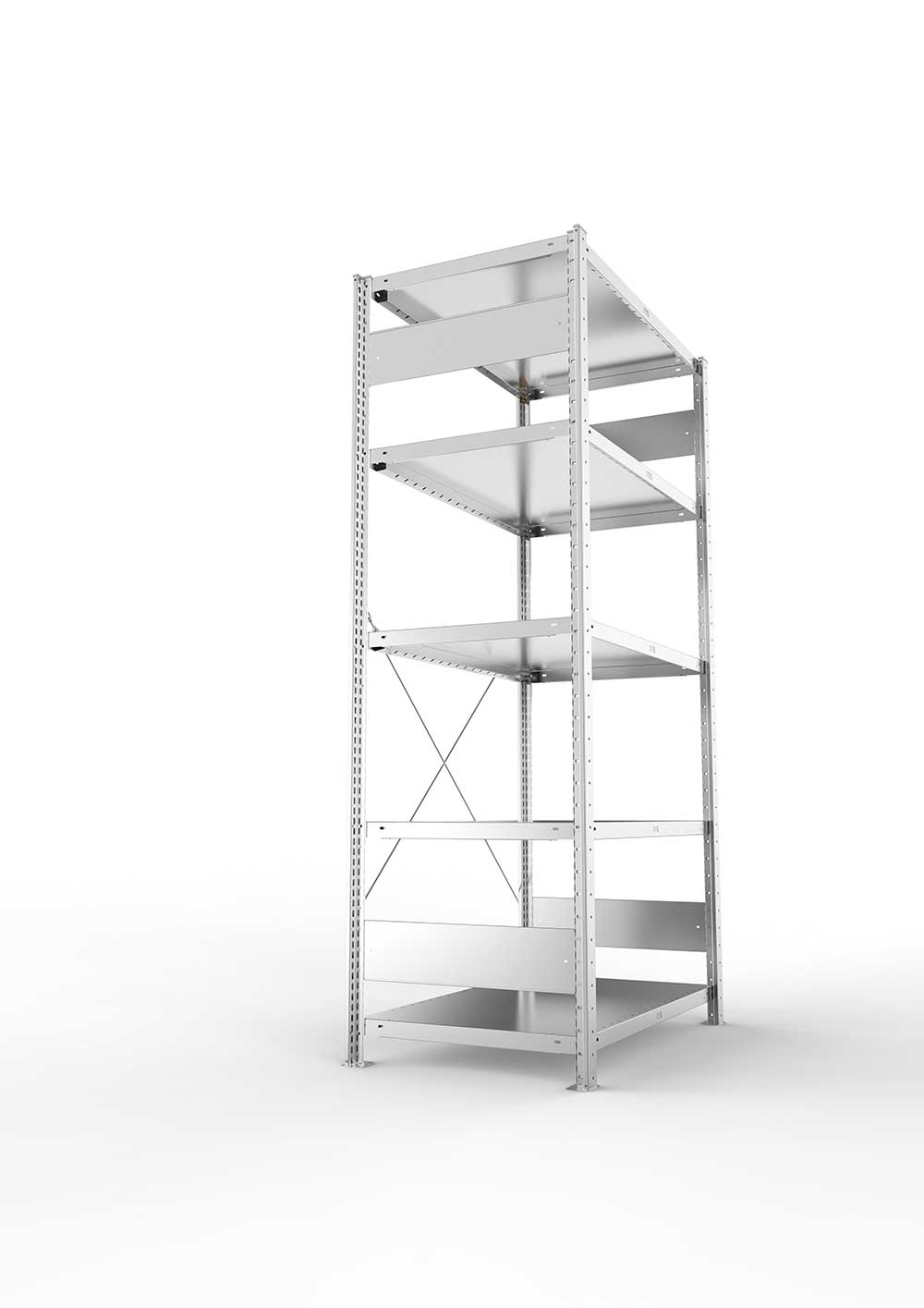 Metallregal Pro-Max Stecksystem Grundregal – 200×100×60 cm, 230 kg, verzinkt, 5 Böden