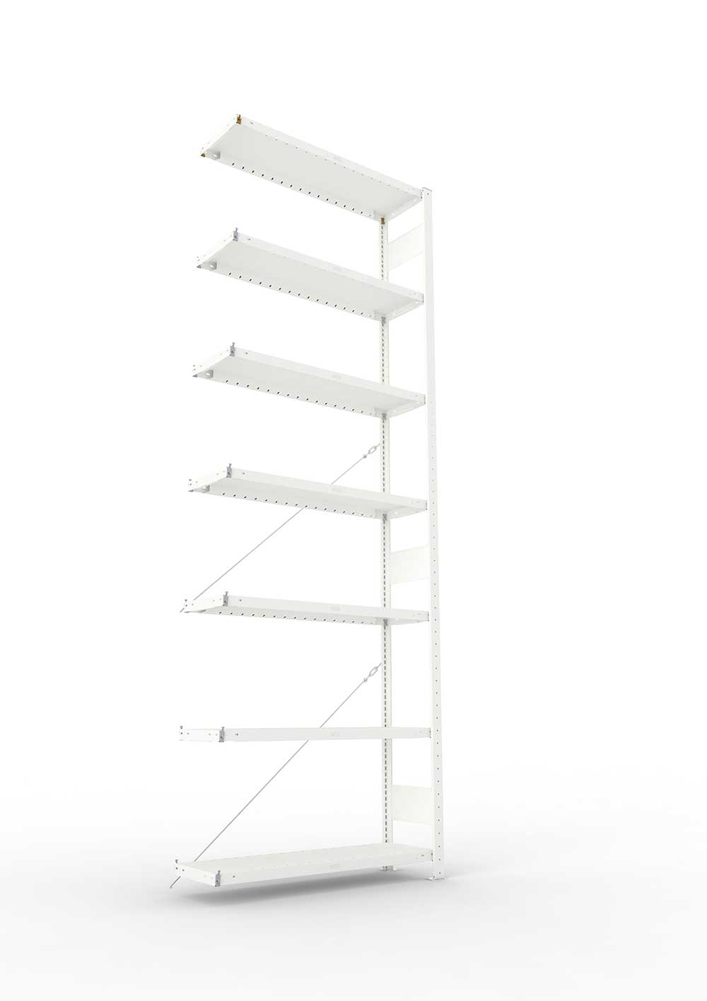 Metallregal Pro-Max Stecksystem Anbauregal – 300×100×30 cm, 230 kg, RAL 7035, 7 Böden