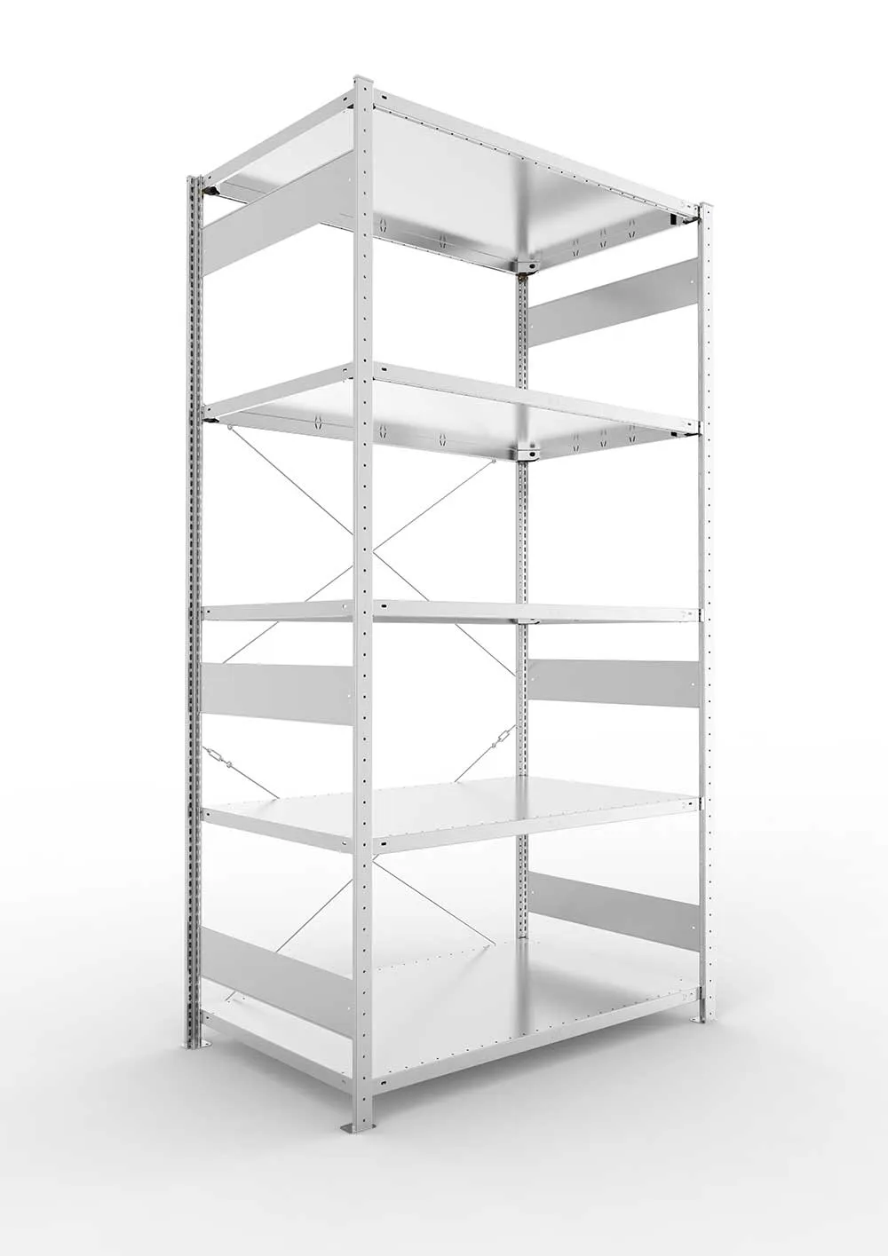 Metallregal Pro-Max Stecksystem Grundregal – 250×130×80 cm, 230 kg, verzinkt, 5 Böden