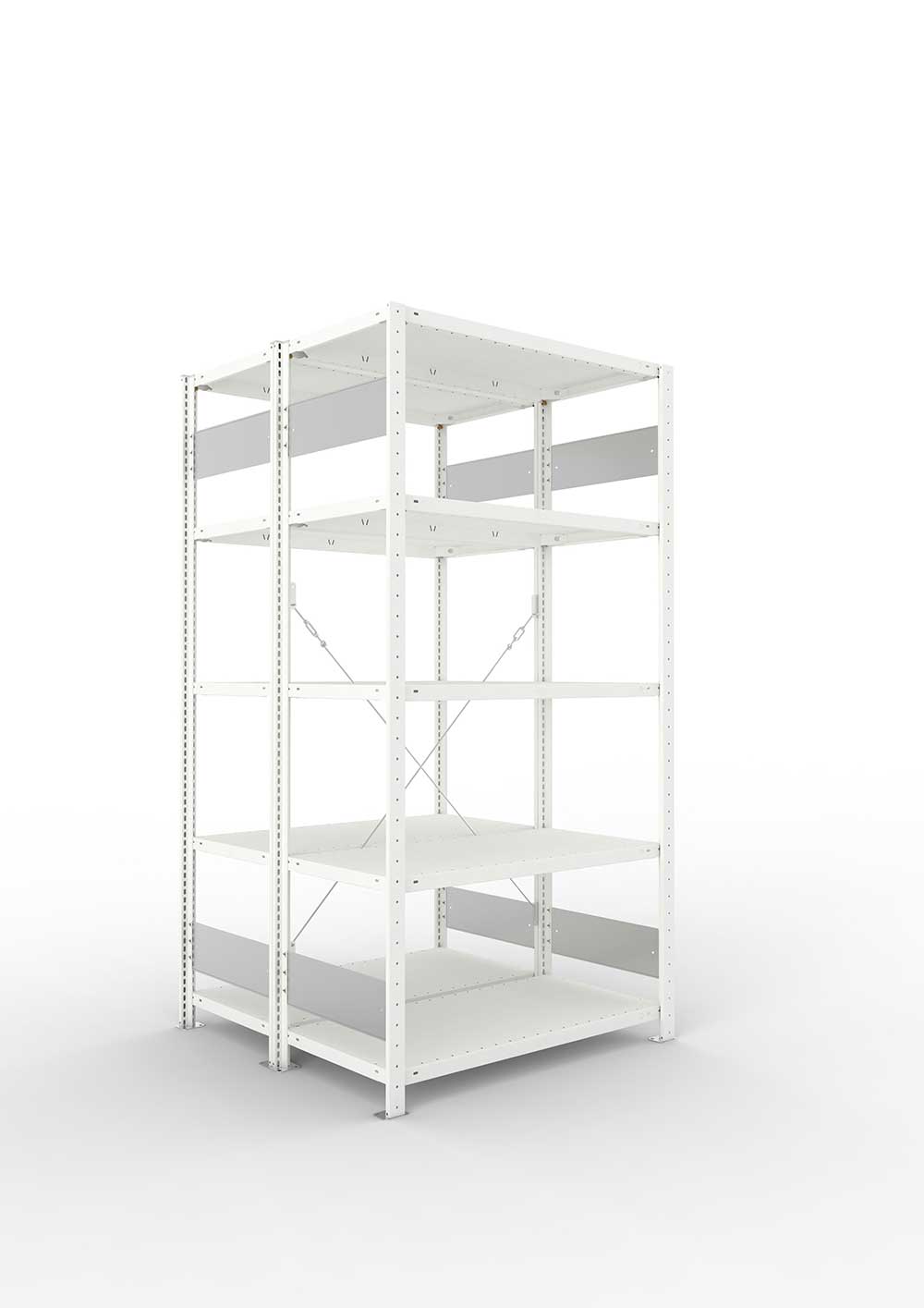 Metallregal Pro-Flex Stecksystem Doppelgrundregal – 200×100×50 cm, 150 kg, RAL 7035