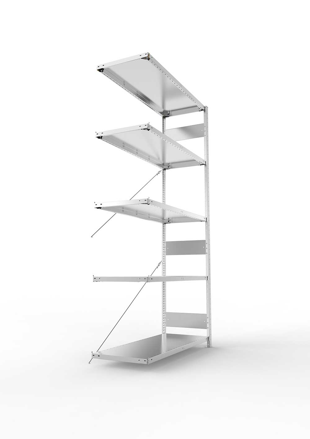 Kellerregal Pro-Flex Stecksystem Anbauregal – 250×130×50 cm, 230 kg, verzinkt, 5 Böden