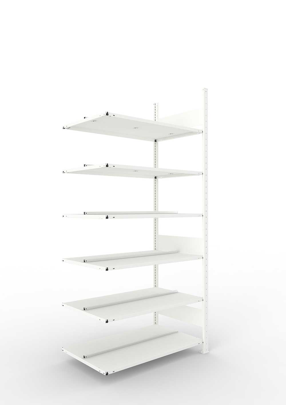 Büroregal Pro-Max Stecksystem Anbauregal – 220×100×60 cm, RAL 7035, doppelseitig