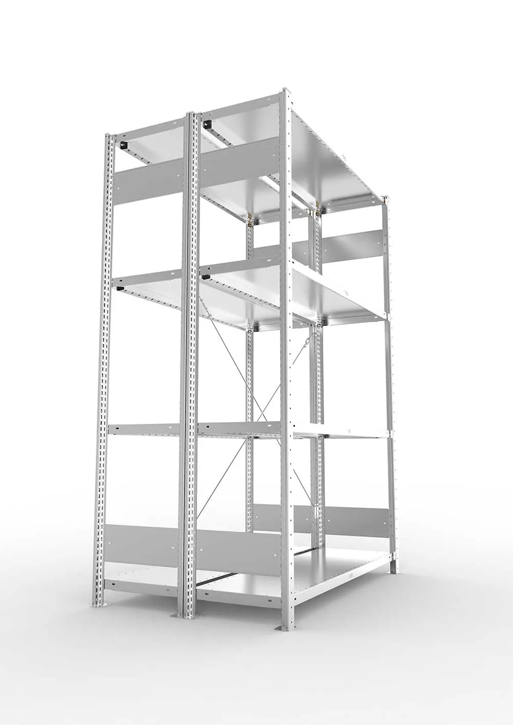 Metallregal Pro-Flex Stecksystem Doppelgrundregal – 200×130×40 cm, 230 kg, verzinkt