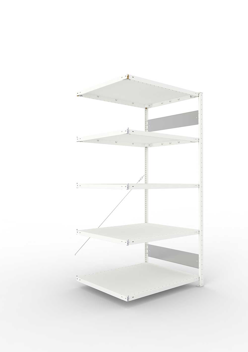 Metallregal Pro-Flex Stecksystem Anbauregal – 200×100×80 cm, 230 kg, RAL 7035, 5 Böden