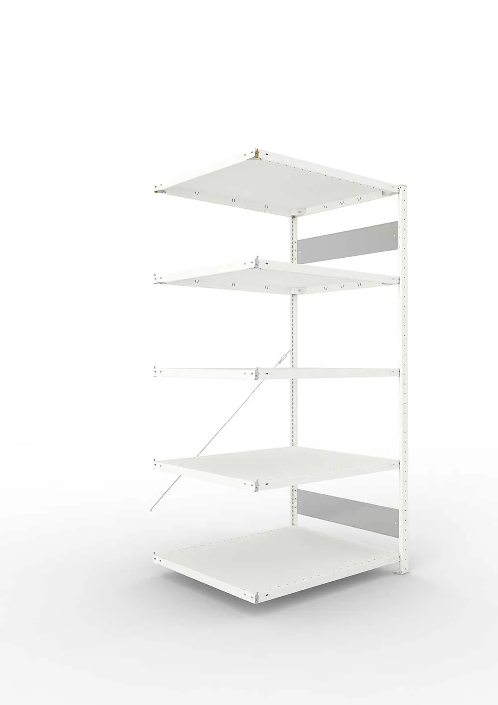 Metallregal Pro-Flex Stecksystem Anbauregal – 200×100×80 cm, 230 kg, RAL 7035, 5 Böden