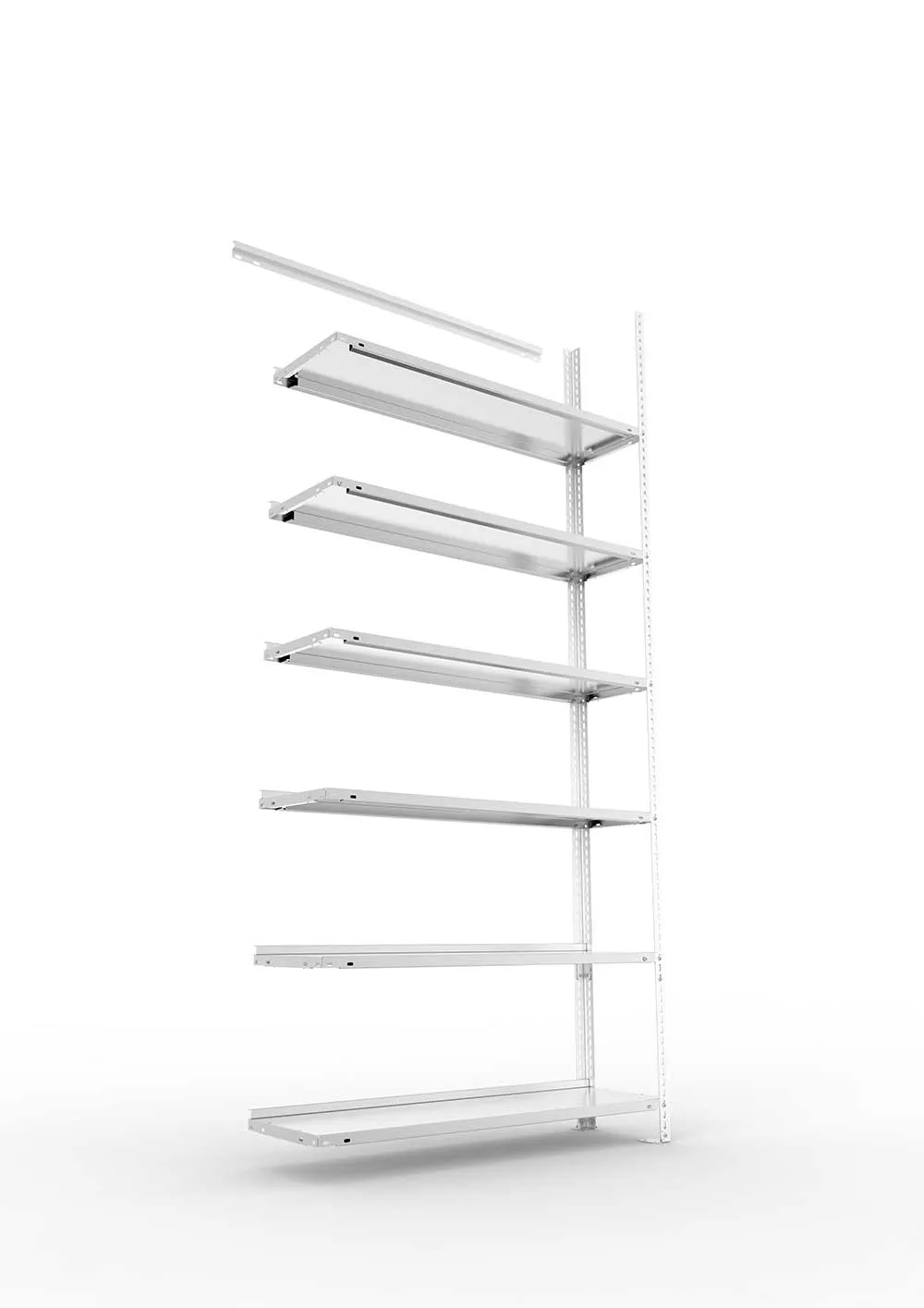Büroregal Pro Schraubsystem Anbauregal – 220×100×30 cm, verzinkt, einseitig
