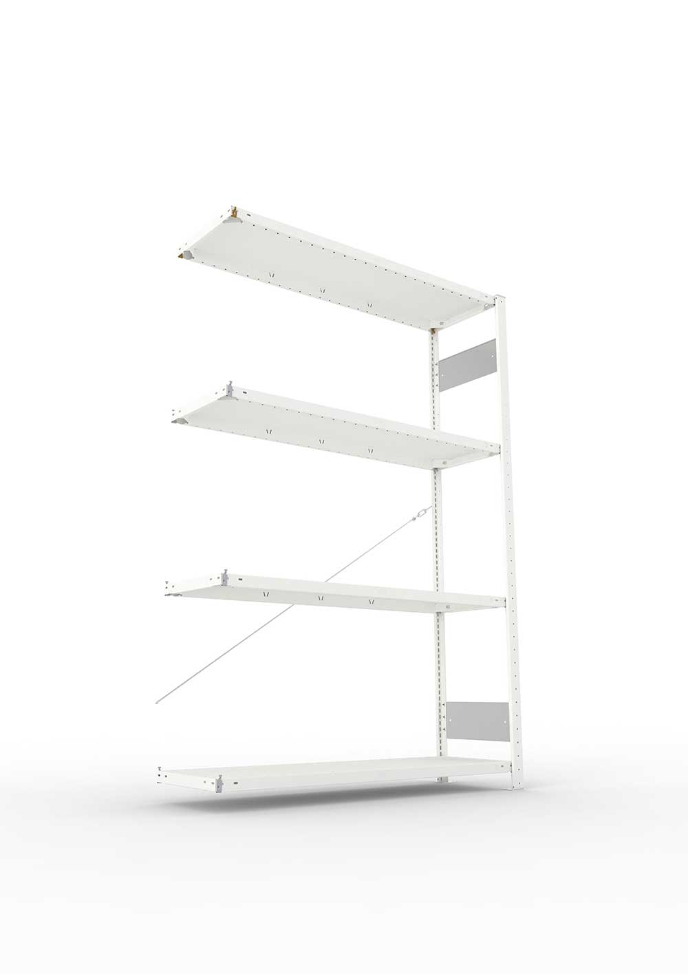 Metallregal Pro-Flex Stecksystem Anbauregal – 200×130×40 cm, 230 kg, RAL 7035, 4 Böden