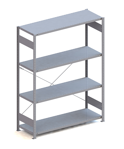 Metallregal Pro-Max Stecksystem Grundregal – 200×150×50 cm, 200 kg, RAL 7035, 4 Böden