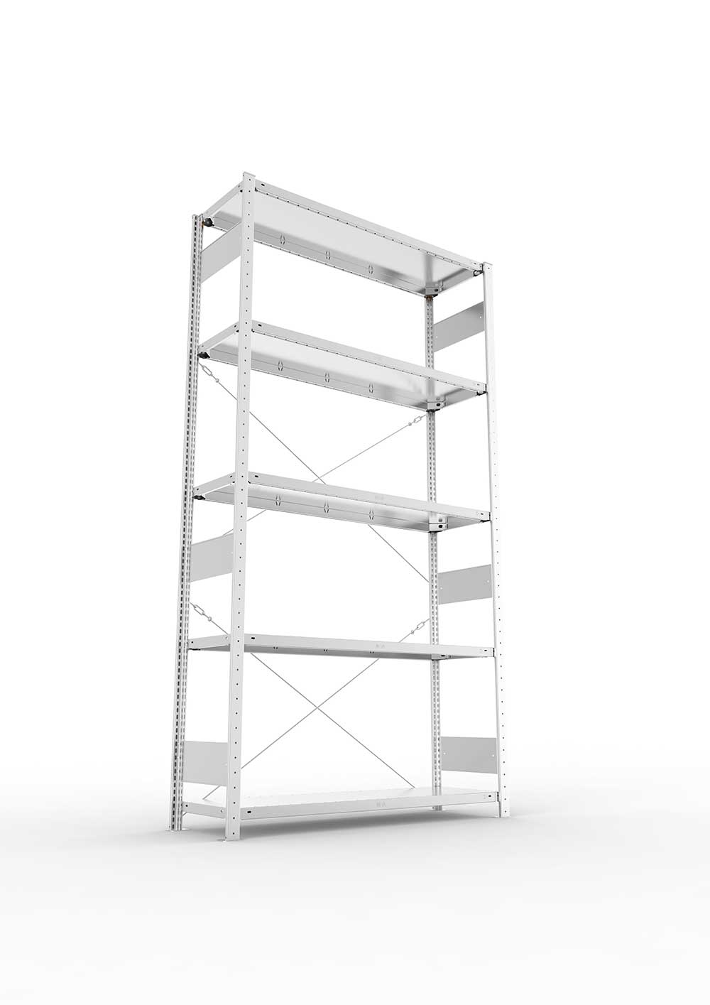 Metallregal Pro-Flex Stecksystem Grundregal – 250×130×40 cm, 230 kg, verzinkt, 5 Böden