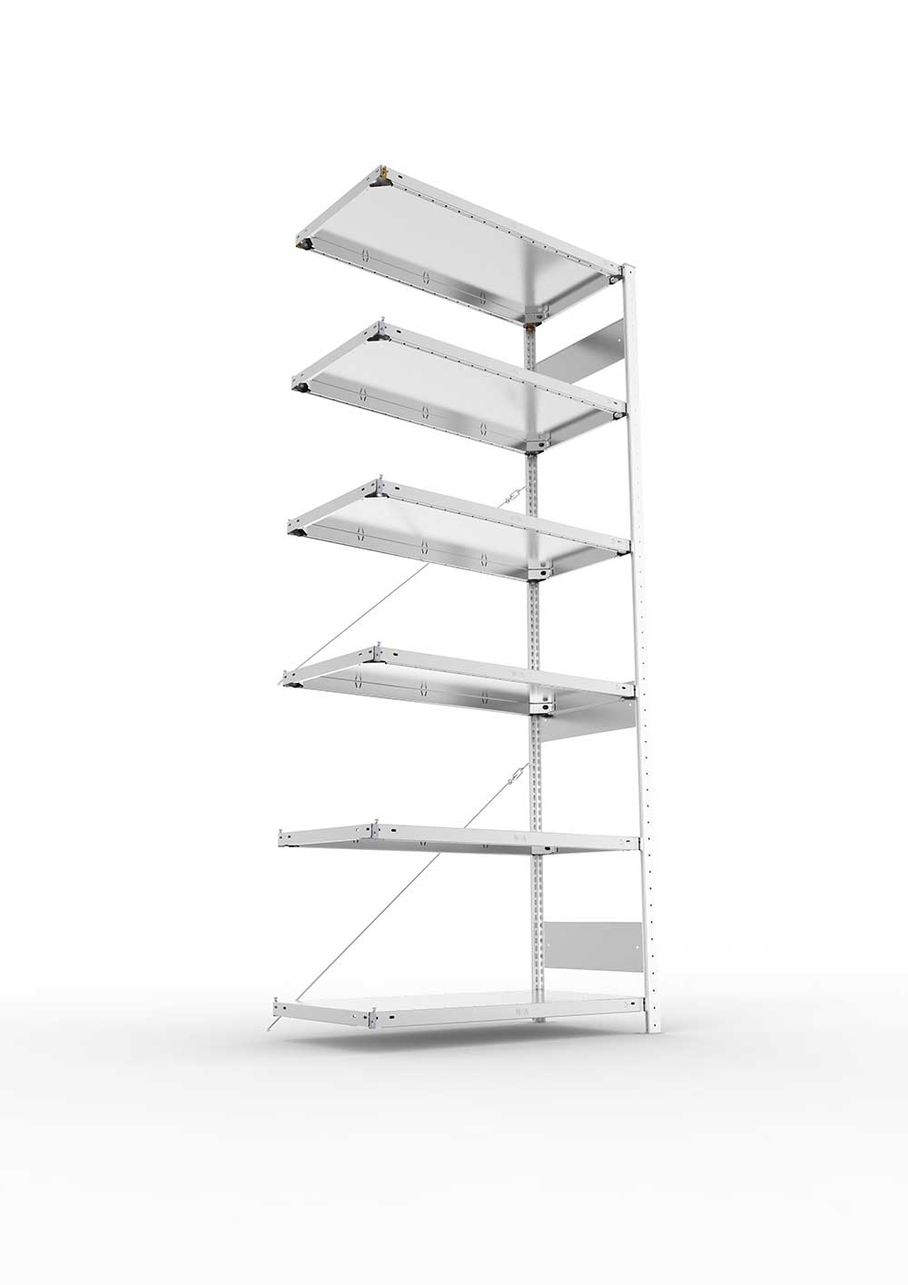 Metallregal Pro-Flex Stecksystem Anbauregal – 250×100×50 cm, 150 kg, verzinkt, 6 Böden