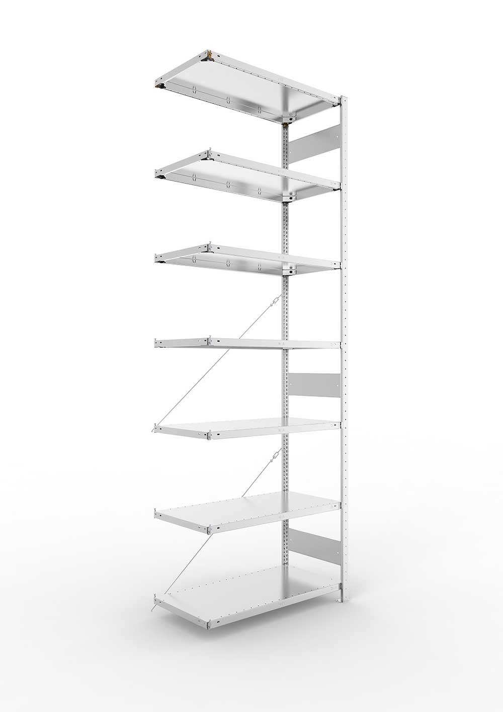 Metallregal Pro-Max Stecksystem Anbauregal – 300×100×50 cm, 150 kg, verzinkt, 7 Böden