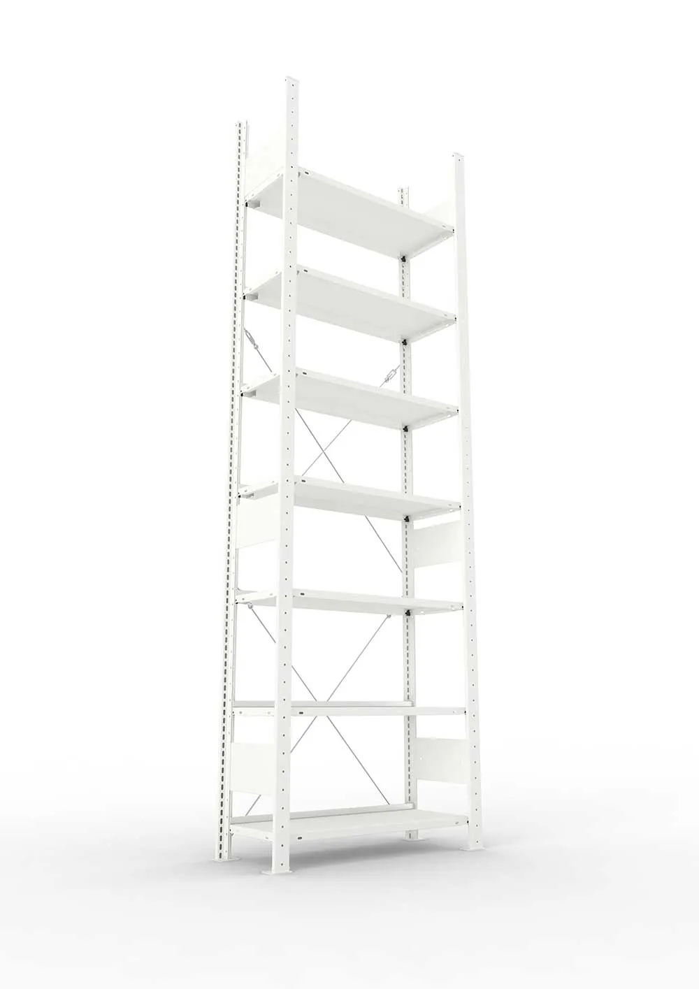 Büroregal Pro-Max Stecksystem Grundregal – 250×75×30 cm, RAL 7035, einseitig