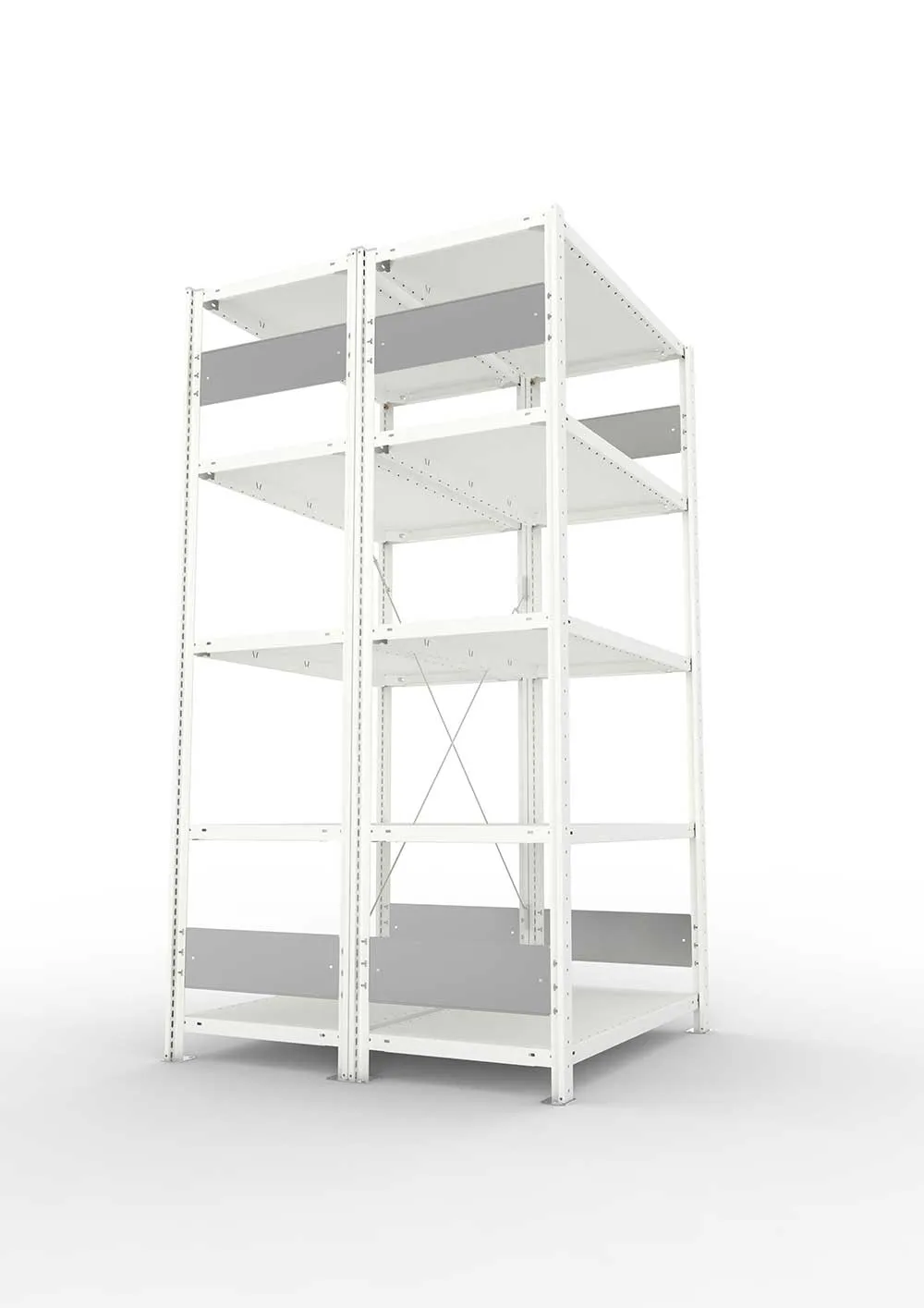 Metallregal Pro-Flex Stecksystem Doppelgrundregal – 200×100×50 cm, 150 kg, RAL 7035