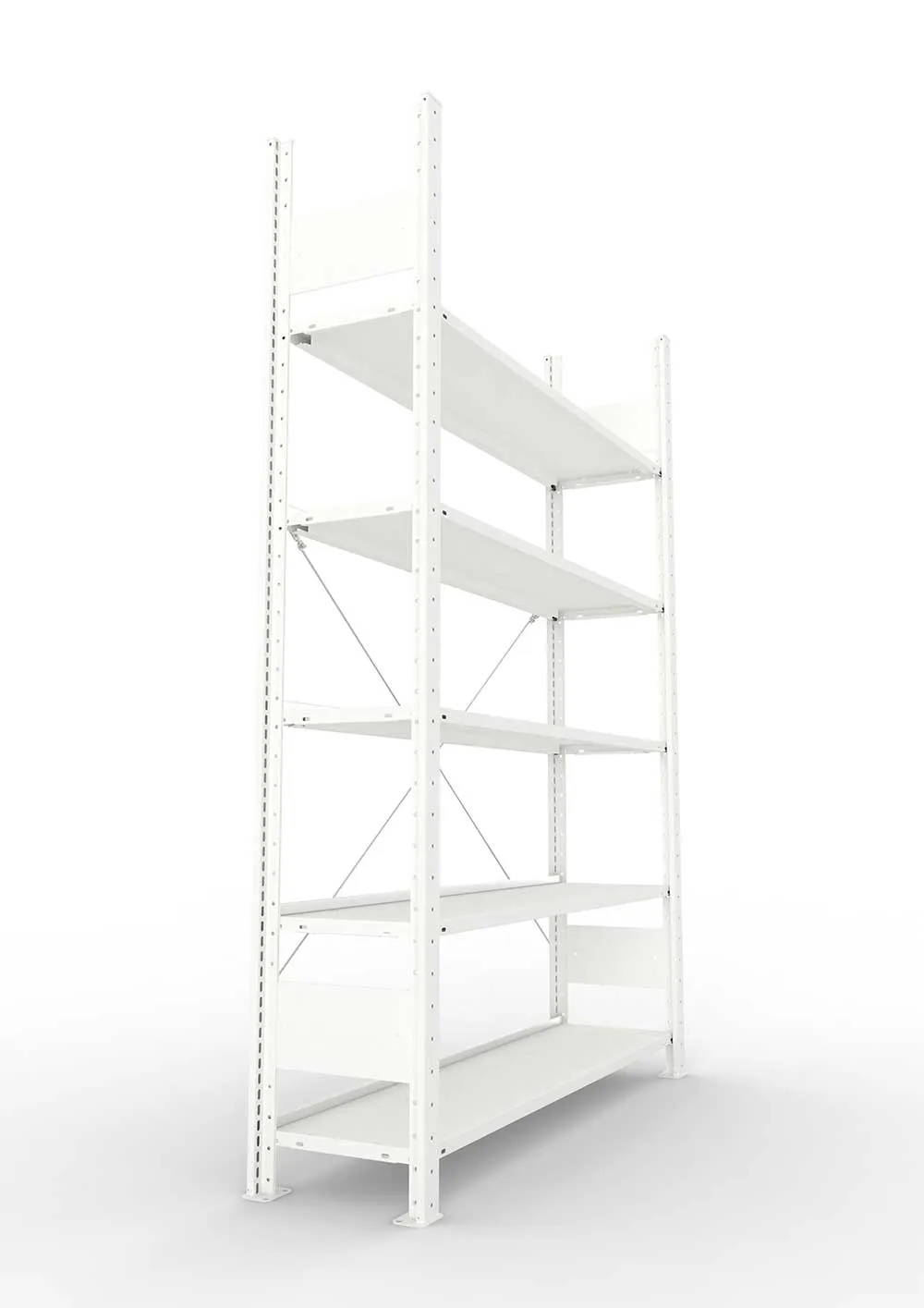 Büroregal Pro-Max Stecksystem Grundregal – 185×125×30 cm, RAL 7035, einseitig