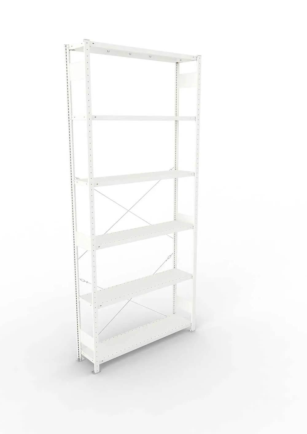 Metallregal Pro-Max Stecksystem Grundregal – 300×130×30 cm, 230 kg, RAL 7035, 6 Böden