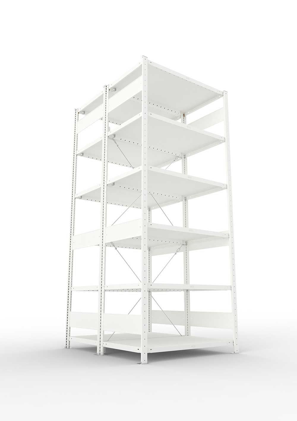 Metallregal Pro-Max Stecksystem Doppelgrundregal – 250×100×60 cm, 230 kg, RAL 7035