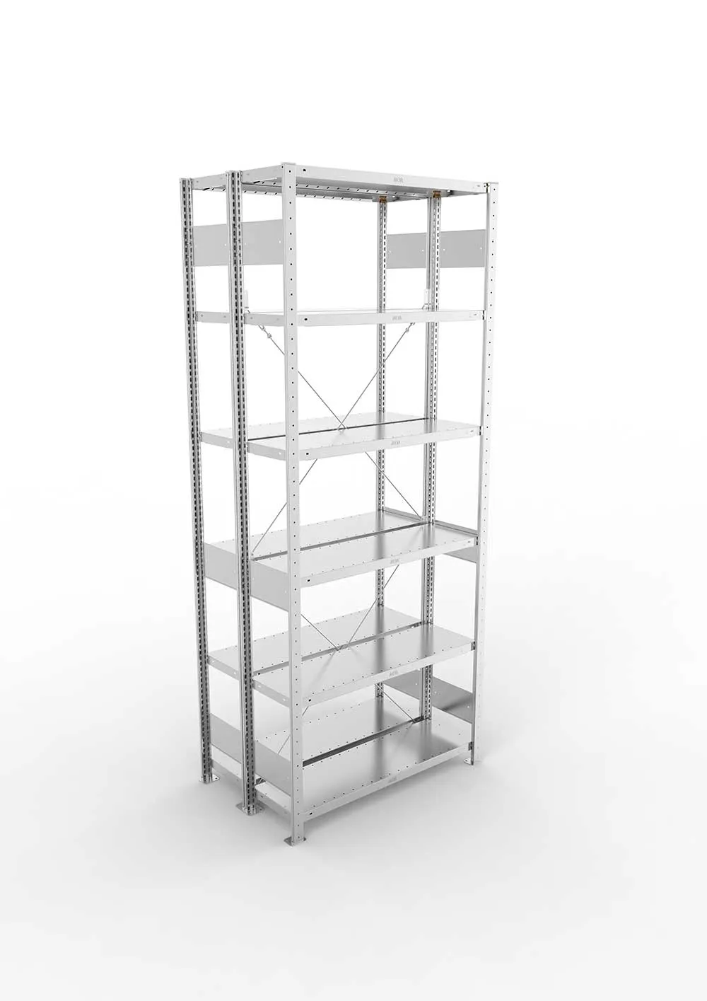 Metallregal Pro-Flex Stecksystem Doppelgrundregal – 250×100×30 cm, 230 kg, verzinkt