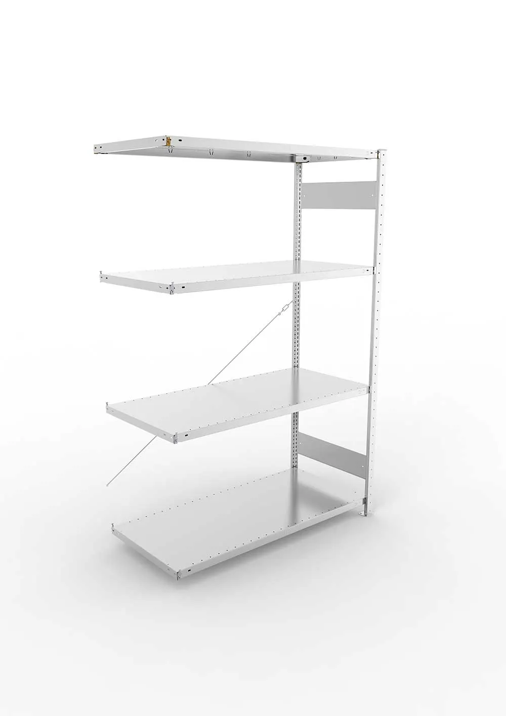 Metallregal Pro-Max Stecksystem Anbauregal – 200×130×60 cm, 230 kg, verzinkt, 4 Böden