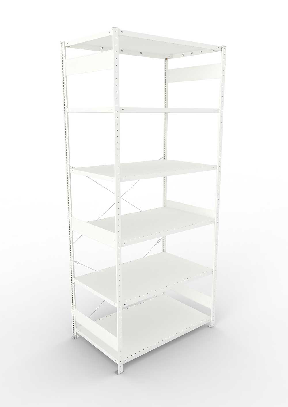 Metallregal Pro-Max Stecksystem Grundregal – 300×130×80 cm, 230 kg, RAL 7035, 6 Böden