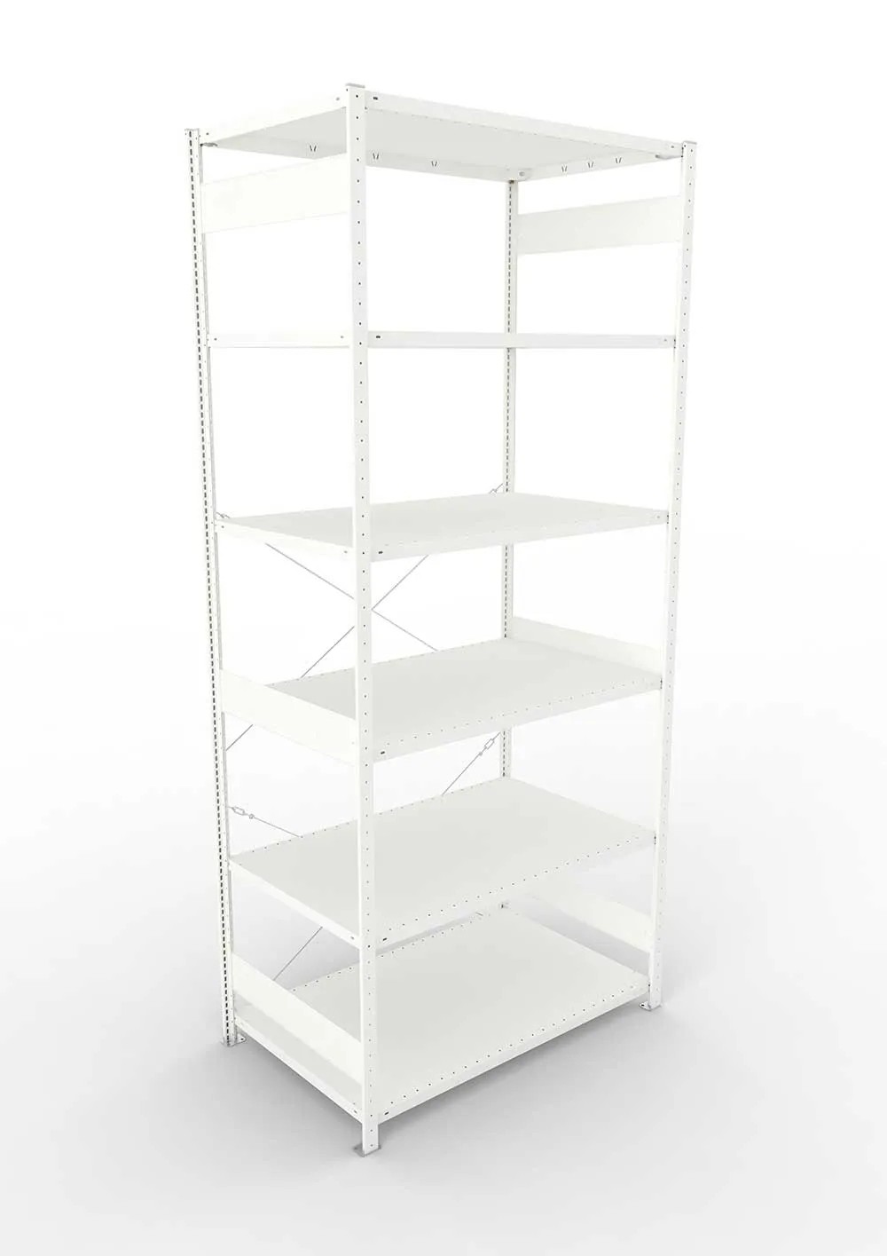 Metallregal Pro-Max Stecksystem Grundregal – 300×130×80 cm, 230 kg, RAL 7035, 6 Böden