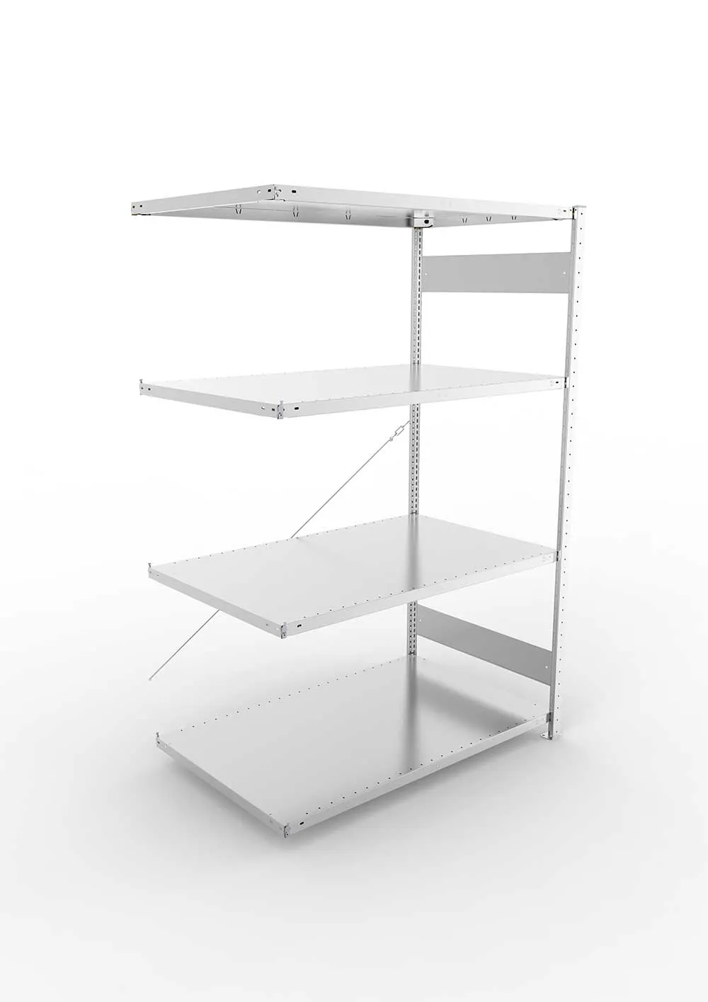 Metallregal Pro-Max Stecksystem Anbauregal – 200×130×80 cm, 230 kg, verzinkt, 4 Böden
