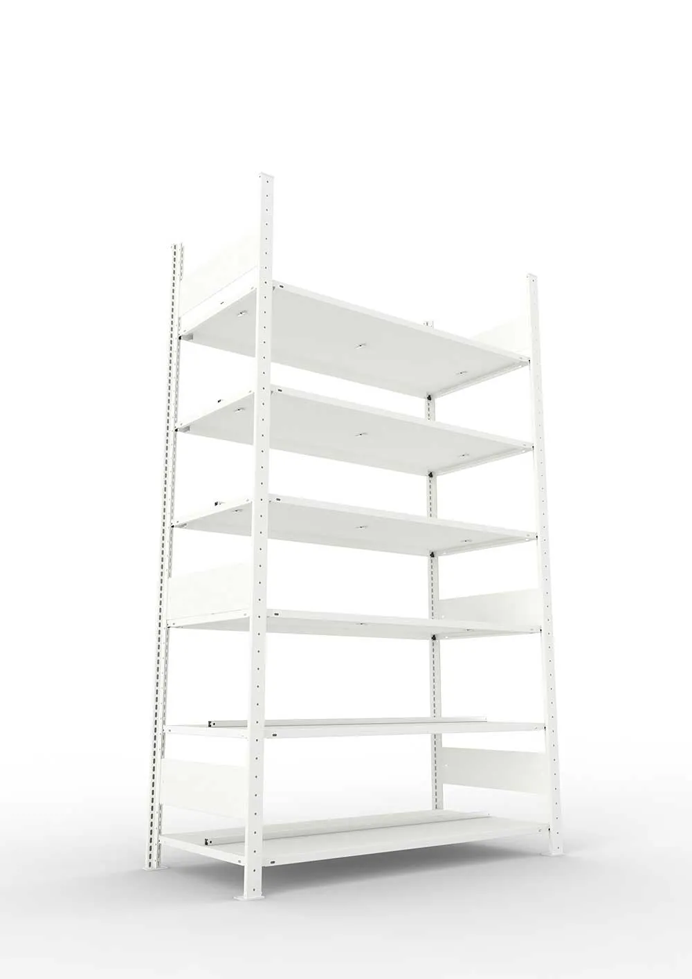 Büroregal Pro-Max Stecksystem Grundregal – 220×125×60 cm, RAL 7035, doppelseitig