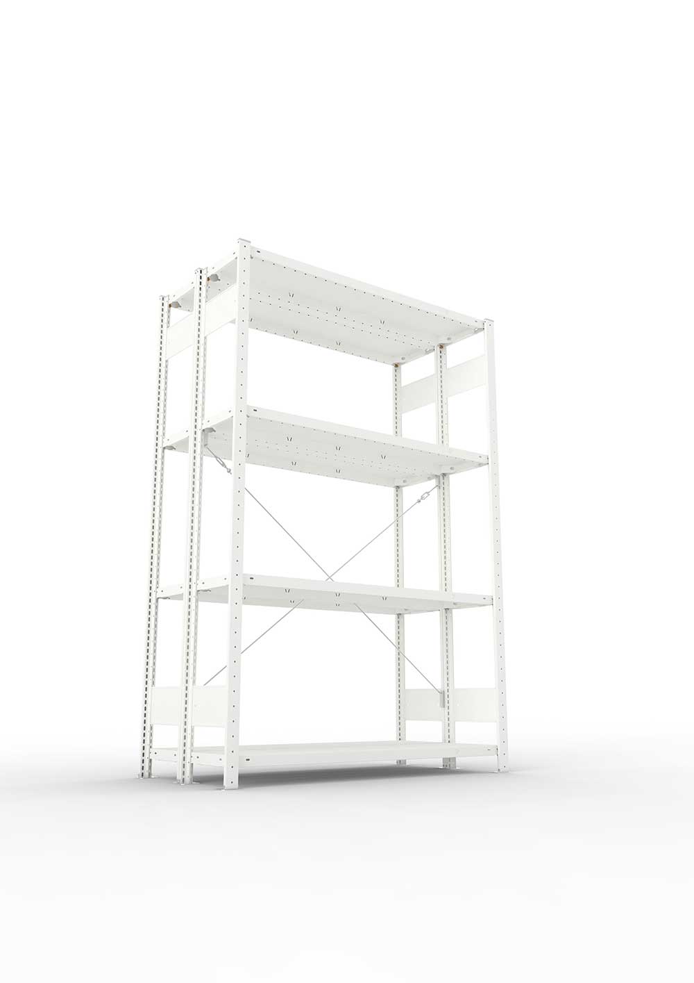 Metallregal Pro-Max Stecksystem Doppelgrundregal – 200×130×30 cm, 230 kg, RAL 7035