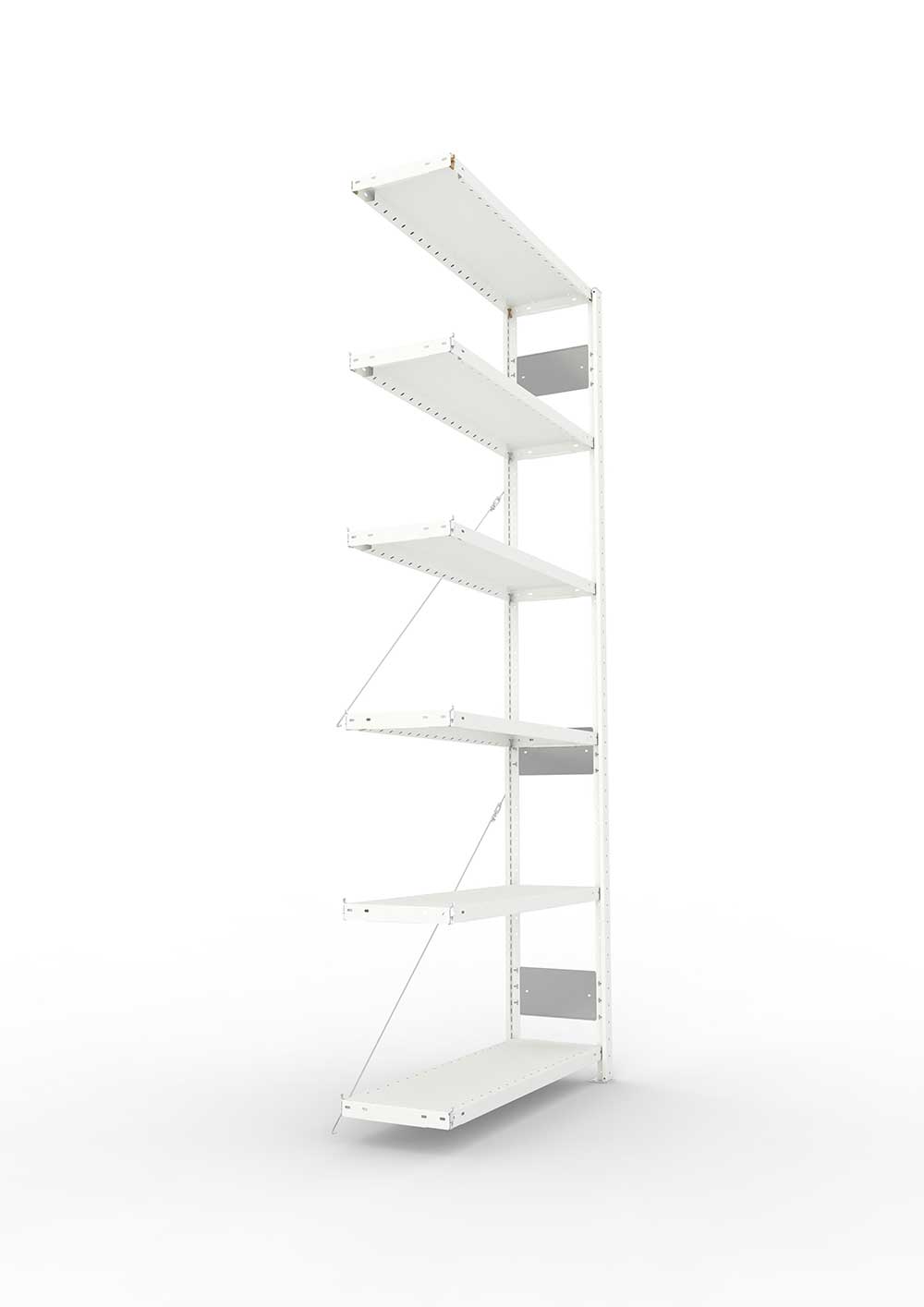 Metallregal Pro-Flex Stecksystem Anbauregal – 250×100×30 cm, 230 kg, RAL 7035, 6 Böden