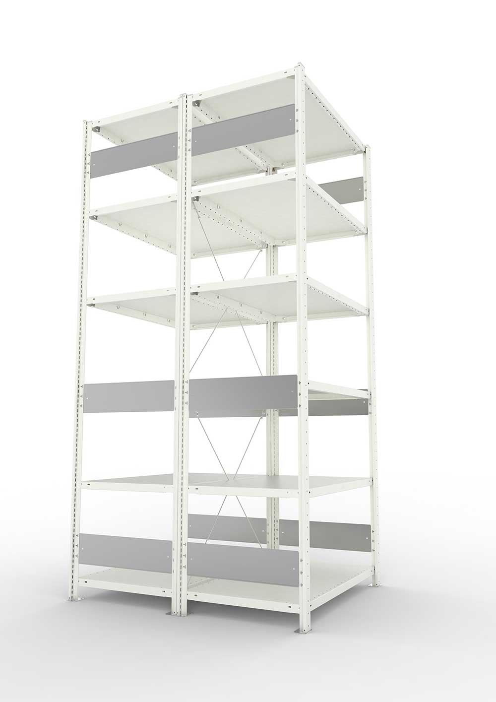 Metallregal Pro-Flex Stecksystem Doppelgrundregal – 250×100×60 cm, 150 kg, RAL 7035