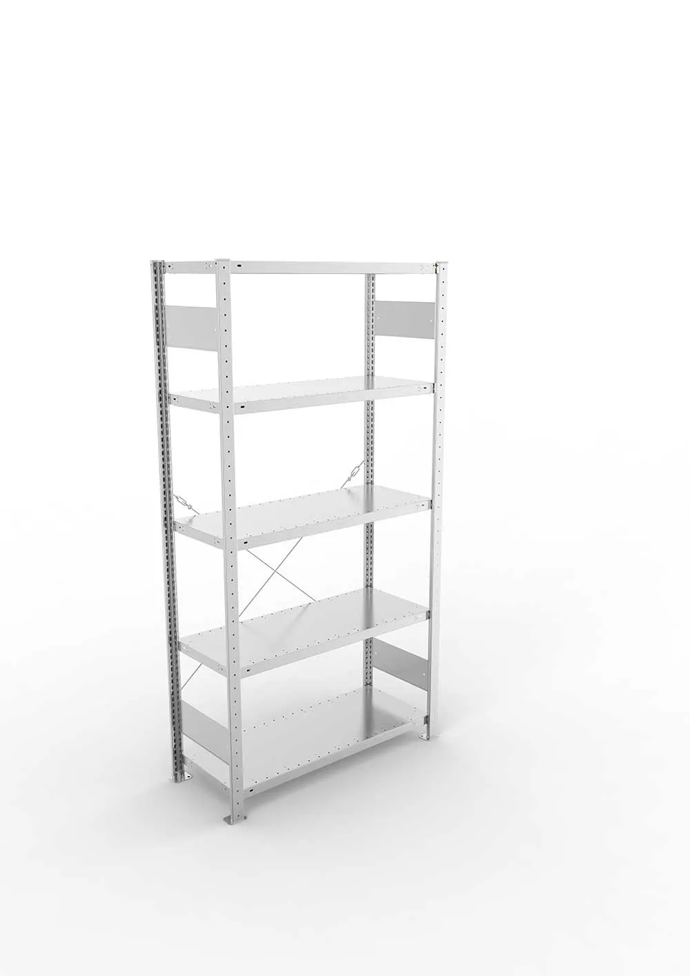 Metallregal Pro-Max Stecksystem Grundregal – 200×100×40 cm, 330 kg, verzinkt, 5 Böden