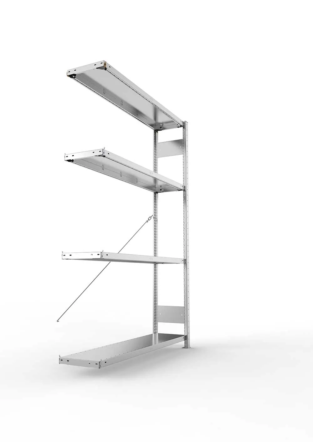 Metallregal Pro-Max Stecksystem Anbauregal – 200×130×30 cm, 230 kg, verzinkt, 4 Böden