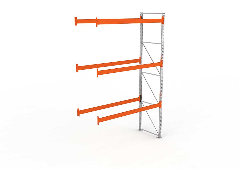 Palettenregal Anbaumodul – 440×278×110 cm, bis 1000 kg, 4 Ebenen