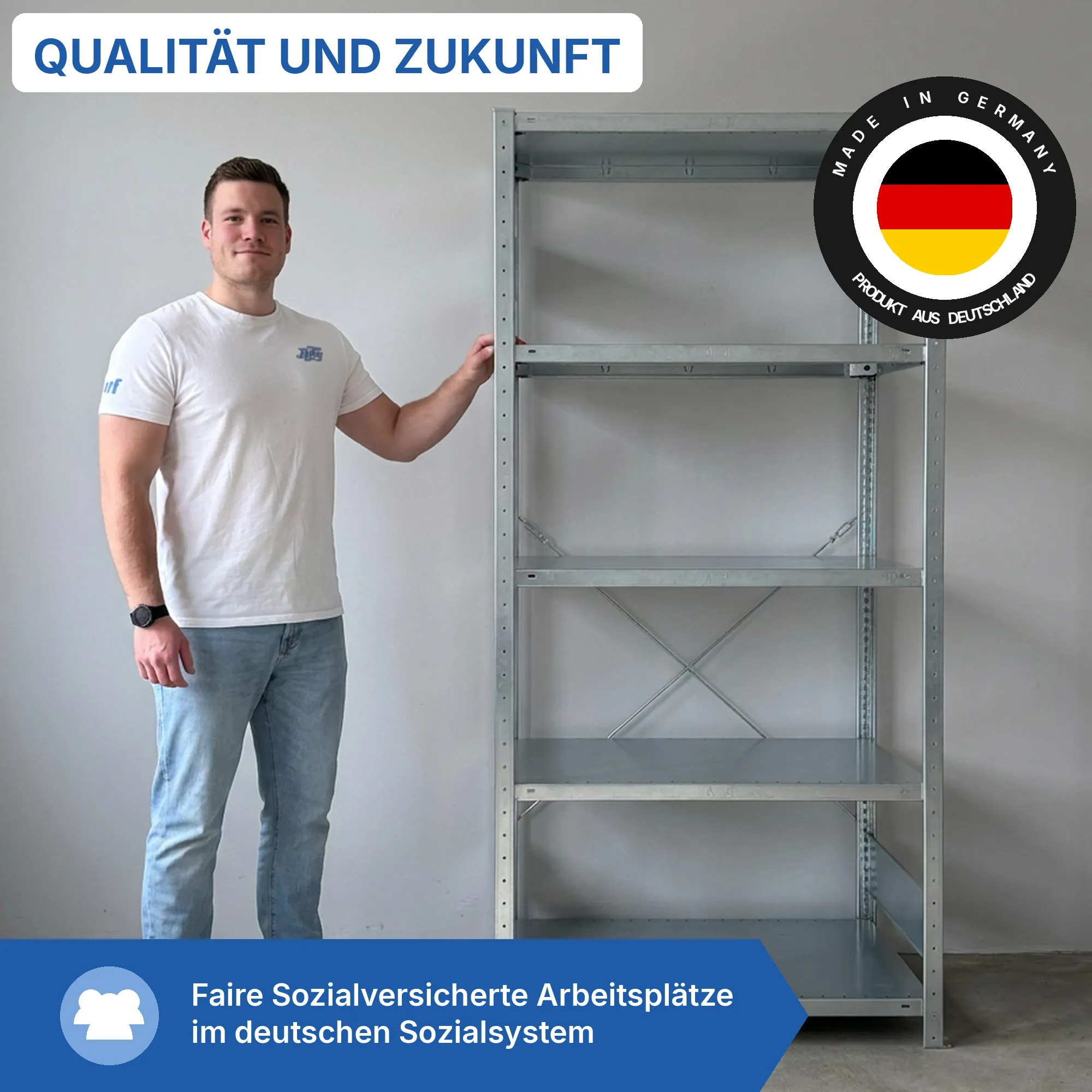 Kellerregal Pro-Flex Stecksystem Grundregal – 200×100×80 cm, 230 kg, verzinkt, 5 Böden