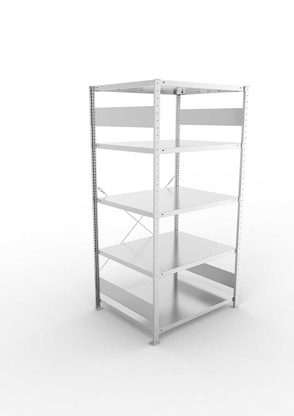 Schwerlastregal Pro-Flex Stecksystem Grundregal – 200×100×80 cm, 230 kg, verzinkt, 5 Böden
