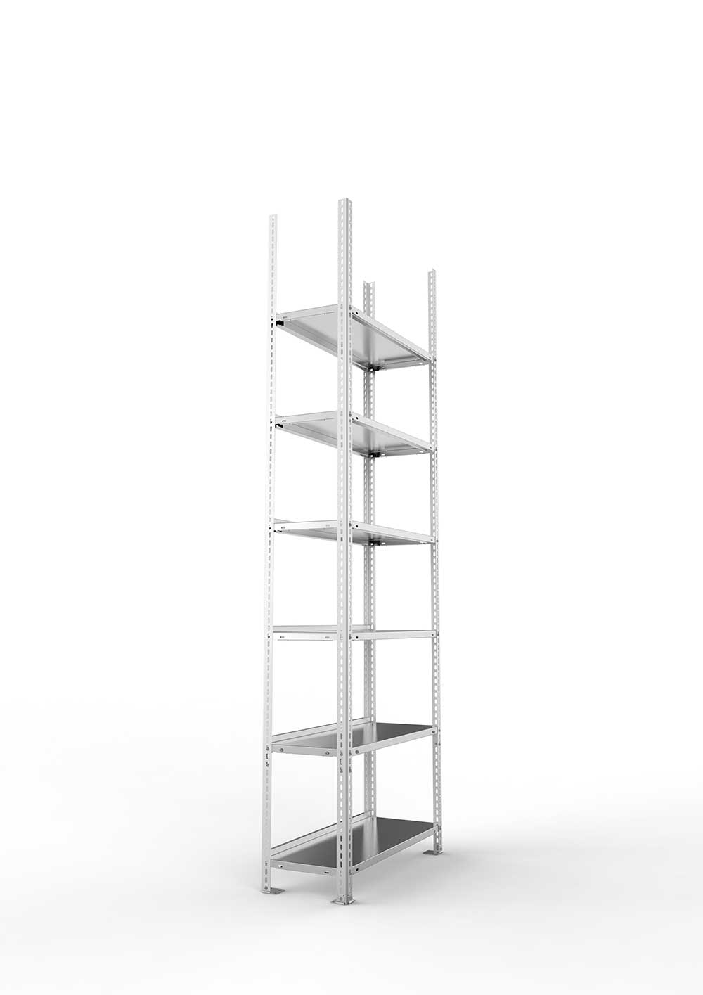 Büroregal Pro Schraubsystem Grundregal – 220×75×30 cm, verzinkt