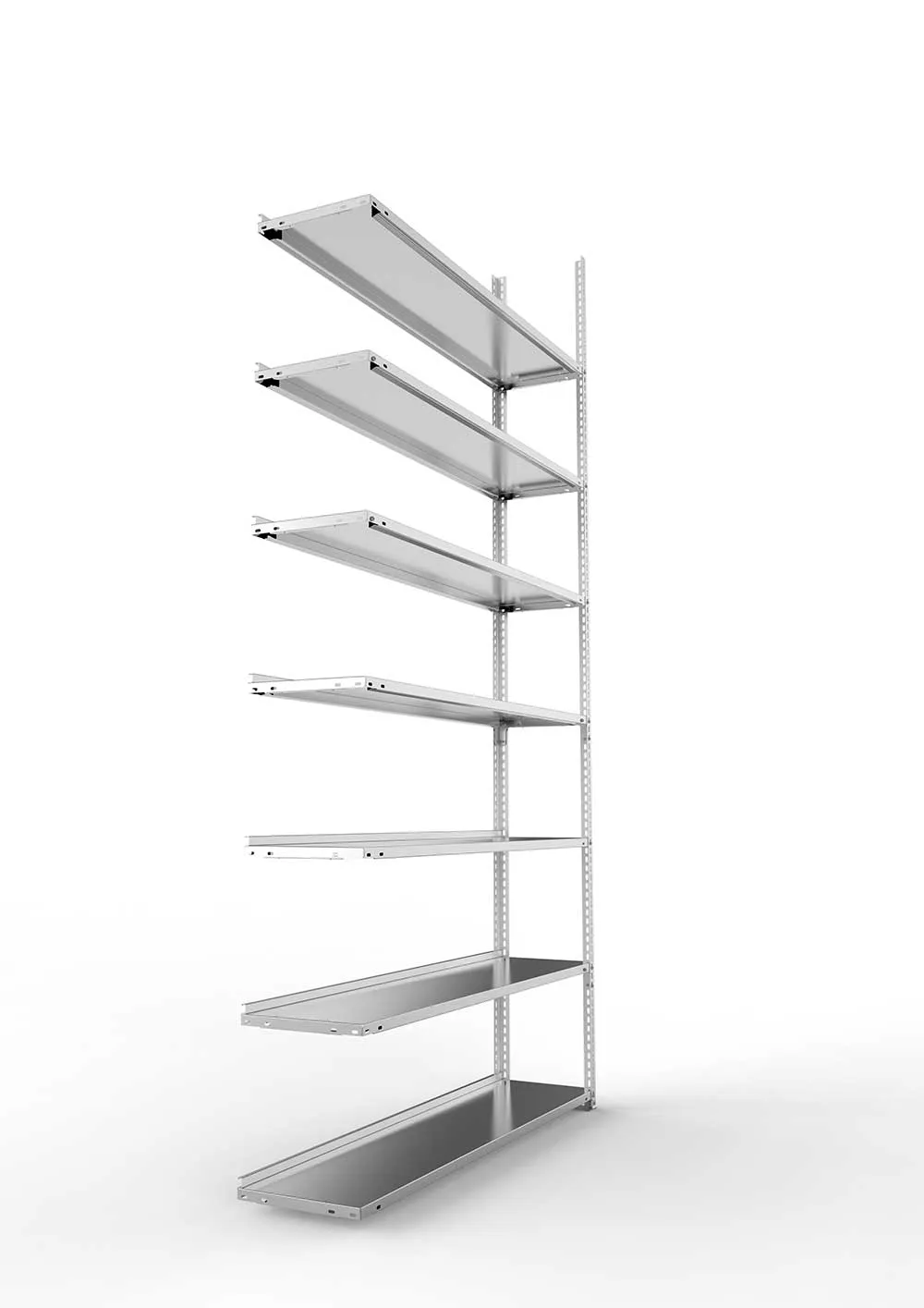 Büroregal Pro Schraubsystem Anbauregal – 250×125×30 cm, verzinkt, einseitig