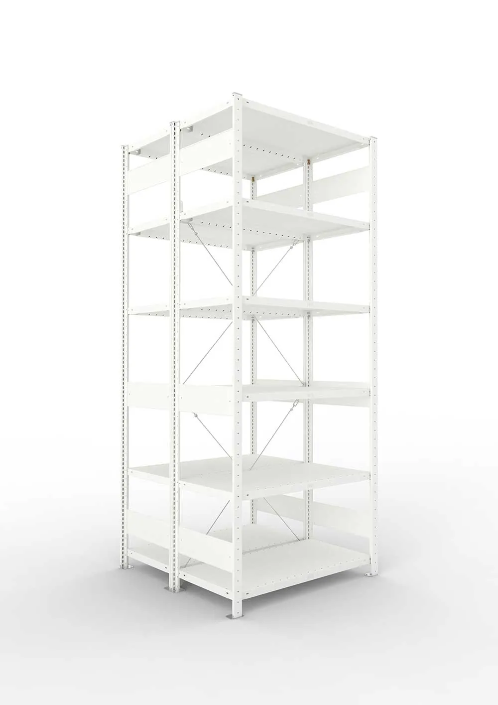 Metallregal Pro-Max Stecksystem Doppelgrundregal – 250×100×50 cm, 230 kg, RAL 7035