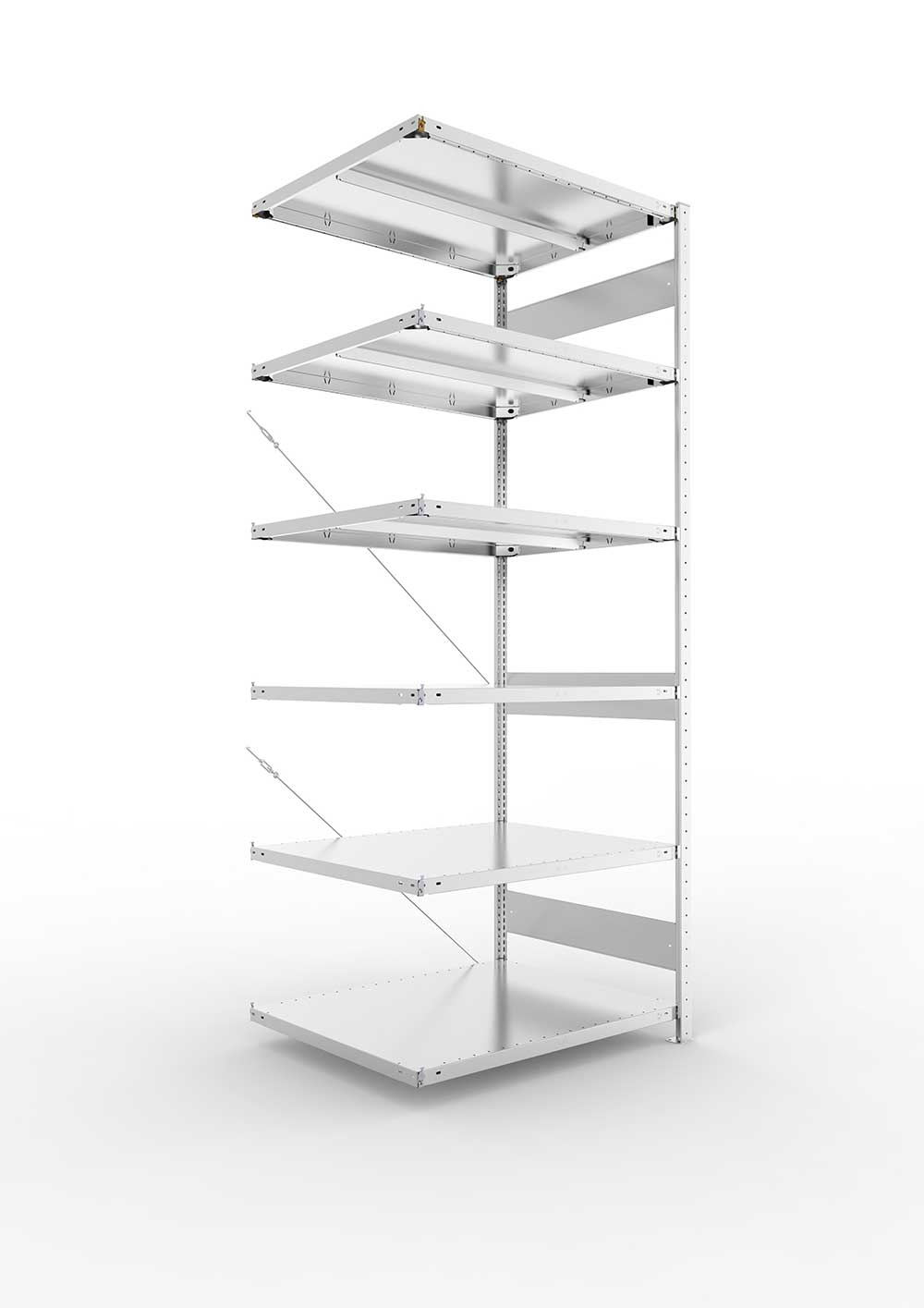 Metallregal Pro-Max Stecksystem Anbauregal – 250×100×80 cm, 330 kg, verzinkt, 6 Böden