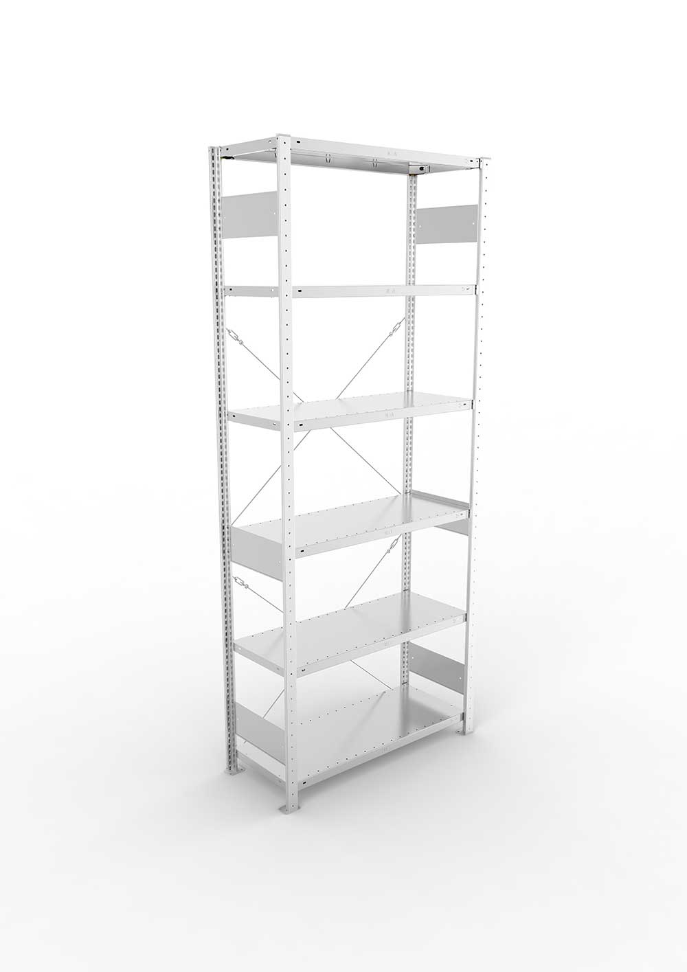 Metallregal Pro-Flex Stecksystem Grundregal – 250×100×40 cm, 150 kg, verzinkt, 6 Böden