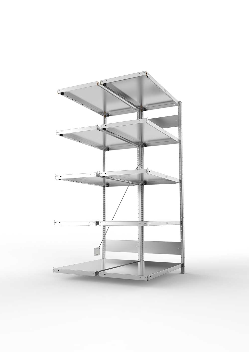 Metallregal Pro-Max Stecksystem Doppelanbauregal – 200×100×50 cm, 230 kg, verzinkt