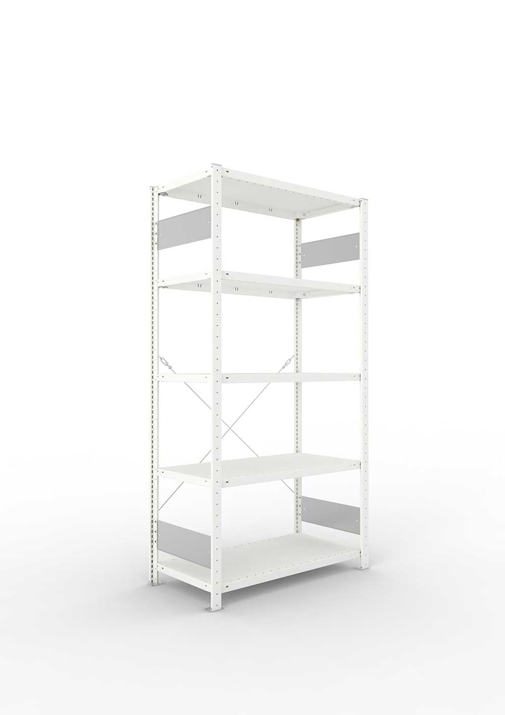 Metallregal Pro-Flex Stecksystem Grundregal – 200×100×50 cm, 150 kg, RAL 7035, 5 Böden