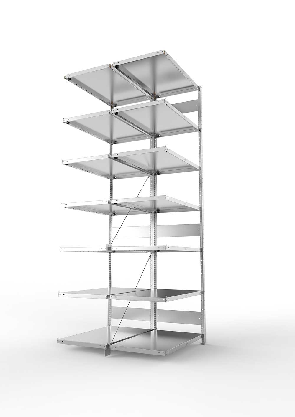 Metallregal Pro-Max Stecksystem Doppelanbauregal – 300×100×60 cm, 230 kg, verzinkt