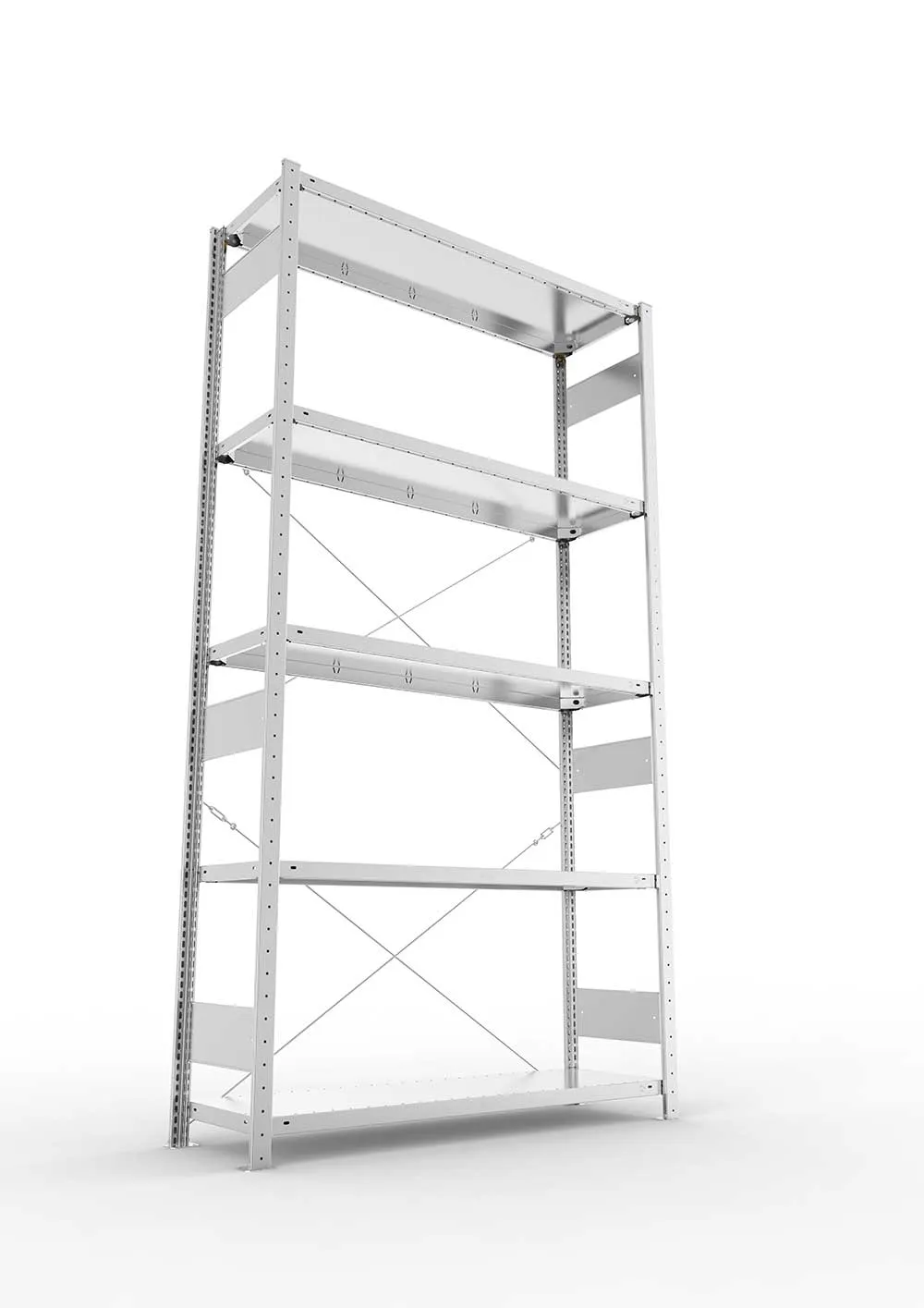 Metallregal Pro-Max Stecksystem Grundregal – 250×130×40 cm, 230 kg, verzinkt, 5 Böden