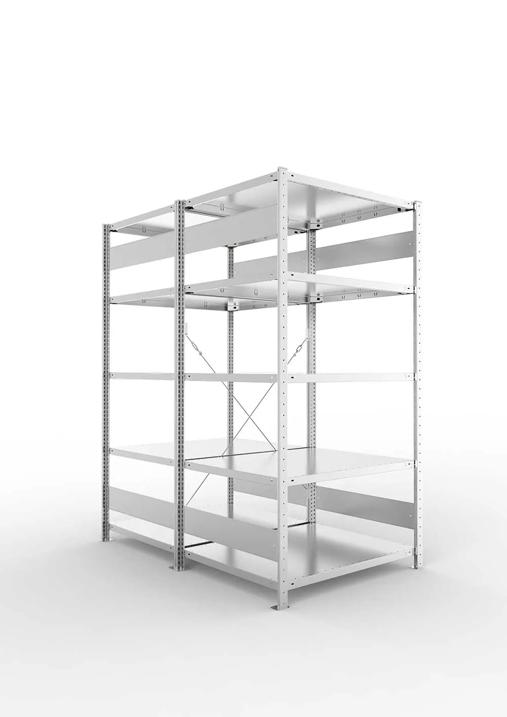 Metallregal Pro-Max Stecksystem Doppelgrundregal – 200×100×80 cm, 230 kg, verzinkt