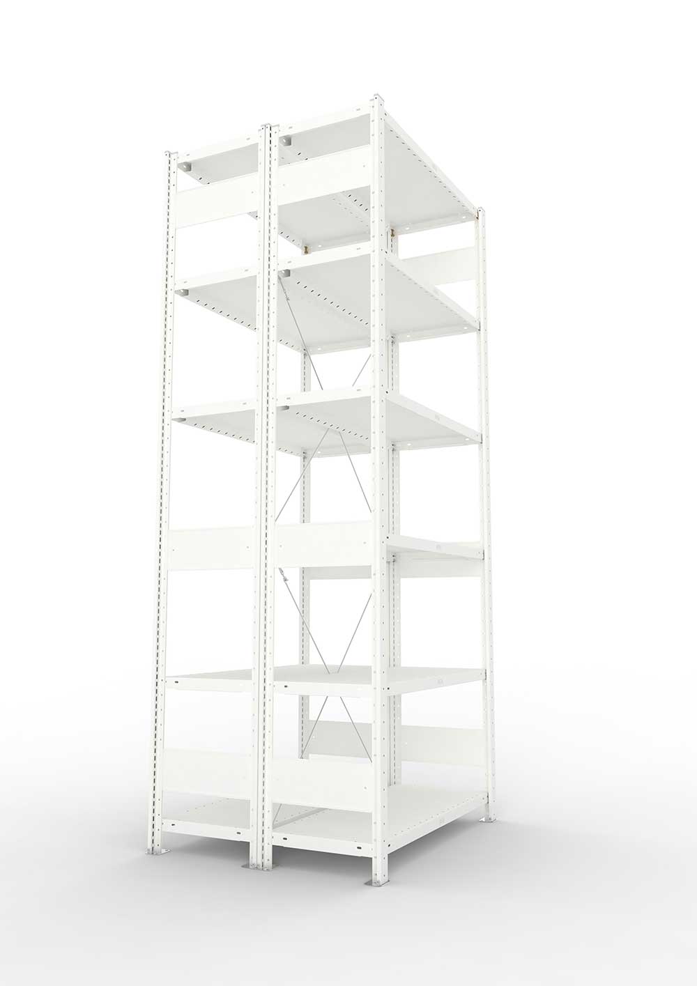 Metallregal Pro-Max Stecksystem Doppelgrundregal – 250×100×40 cm, 230 kg, RAL 7035
