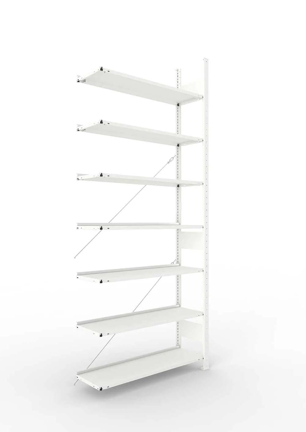 Büroregal Pro-Max Stecksystem Anbauregal – 250×100×30 cm, RAL 7035, einseitig