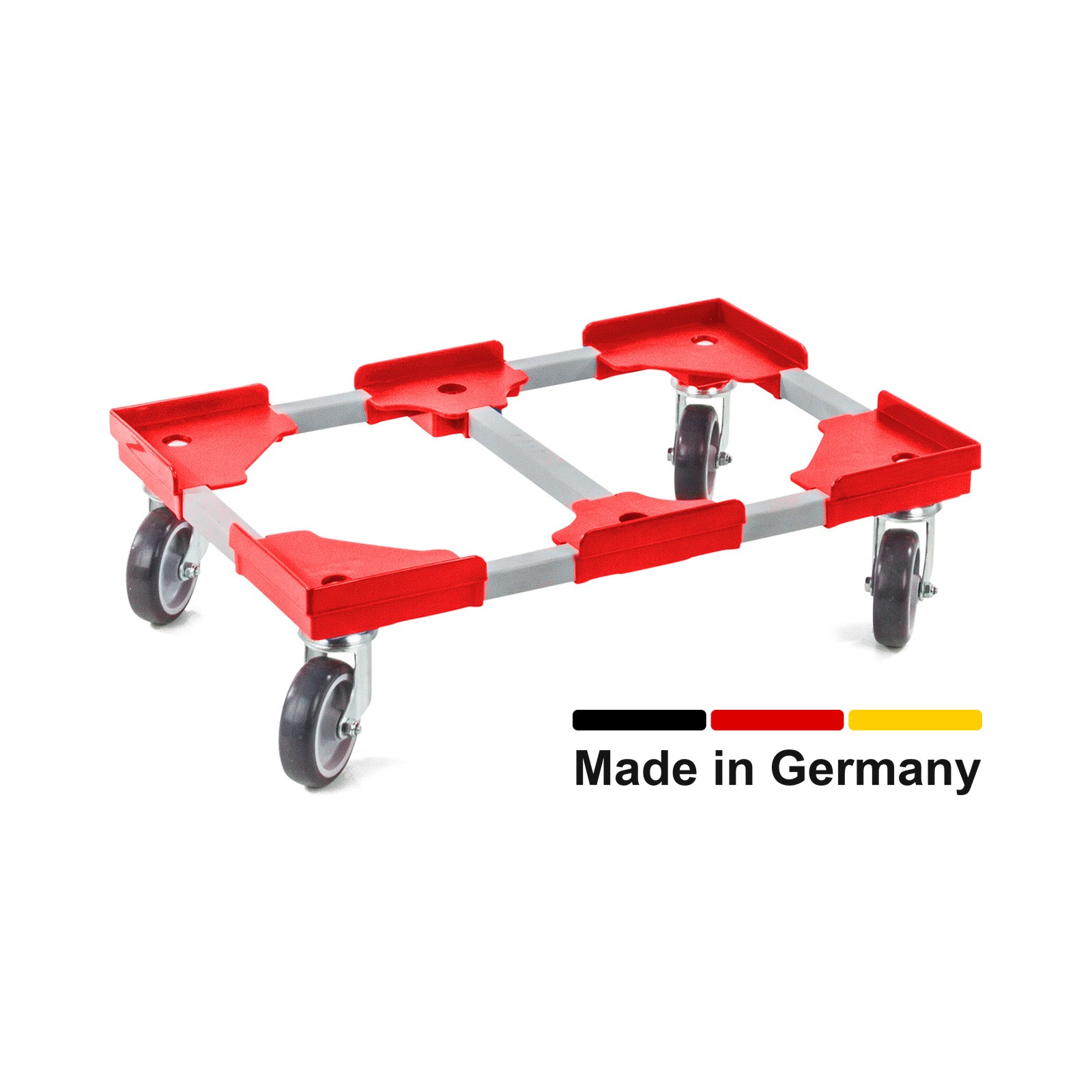 Transportroller VARIABLE - 600x400 - 1x unterteilt - Kunststoffräder 4 Lenkrollen Rot