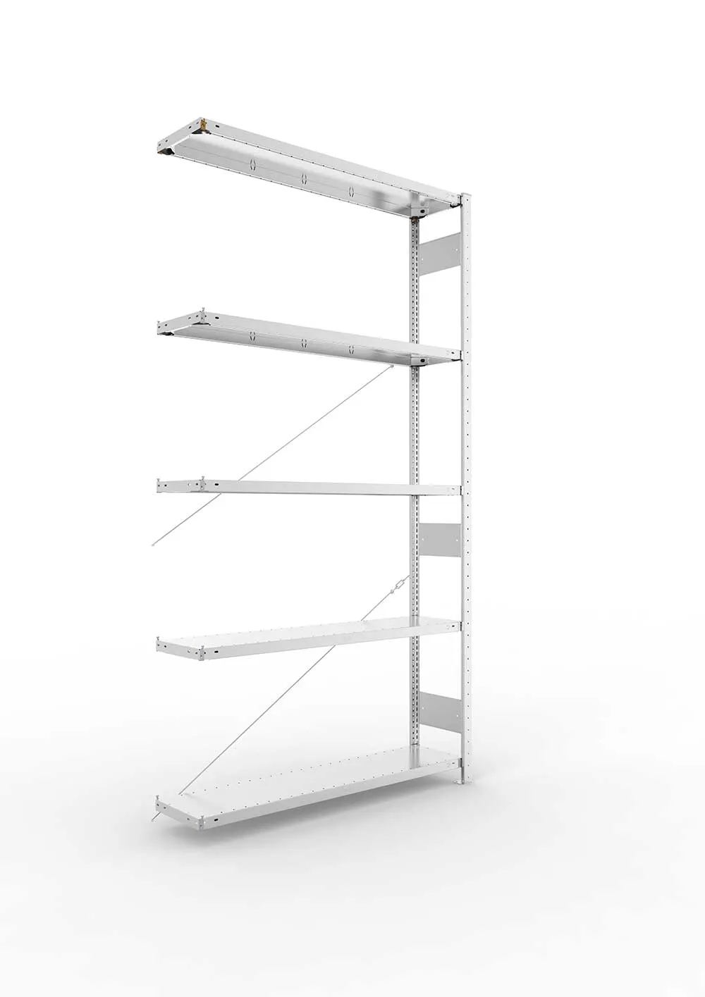 Metallregal Pro-Max Stecksystem Anbauregal – 250×130×30 cm, 230 kg, verzinkt, 5 Böden