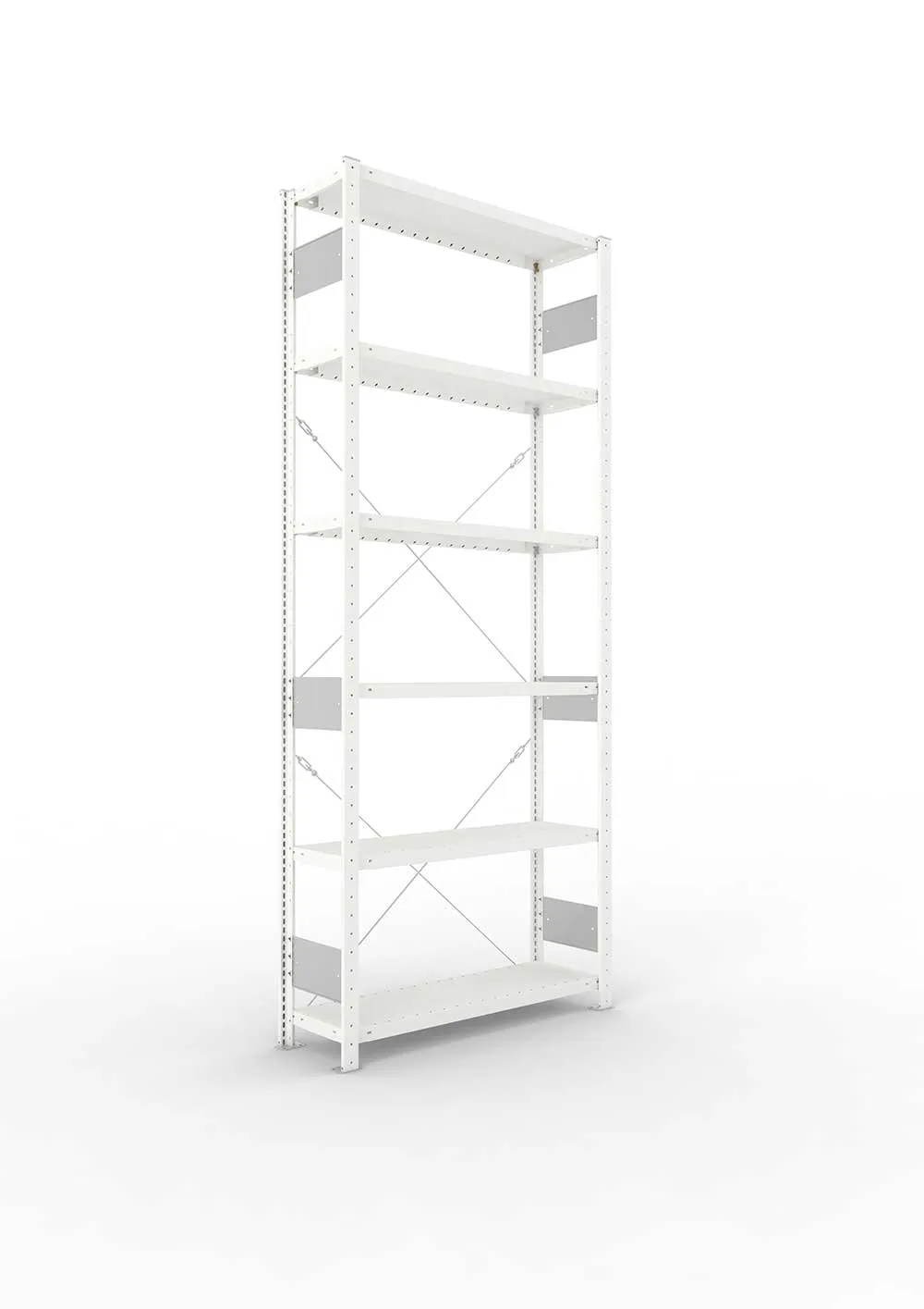 Metallregal Pro-Flex Stecksystem Grundregal – 250×100×30 cm, 230 kg, RAL 7035, 6 Böden